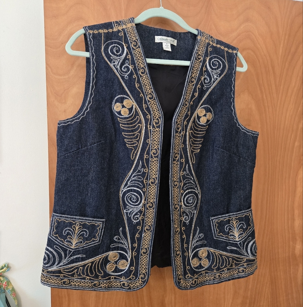 Coldwater Creek Denin Emroidered Vest